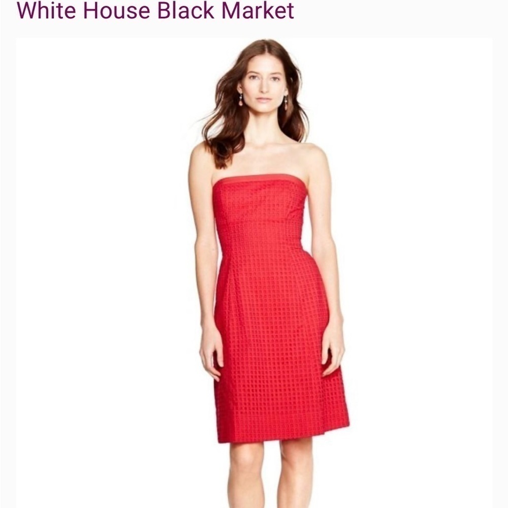 White House Black Market Strapless Eyelet Fit-and-Flare Red dress sz 10 nwt